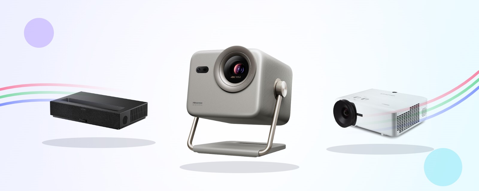 Trois vidéoprojecteurs laser : ultra courte focale, mini et professionnel